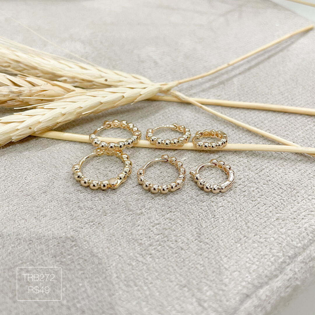 Trio de Argola de Bolinhas Lisa Dourado